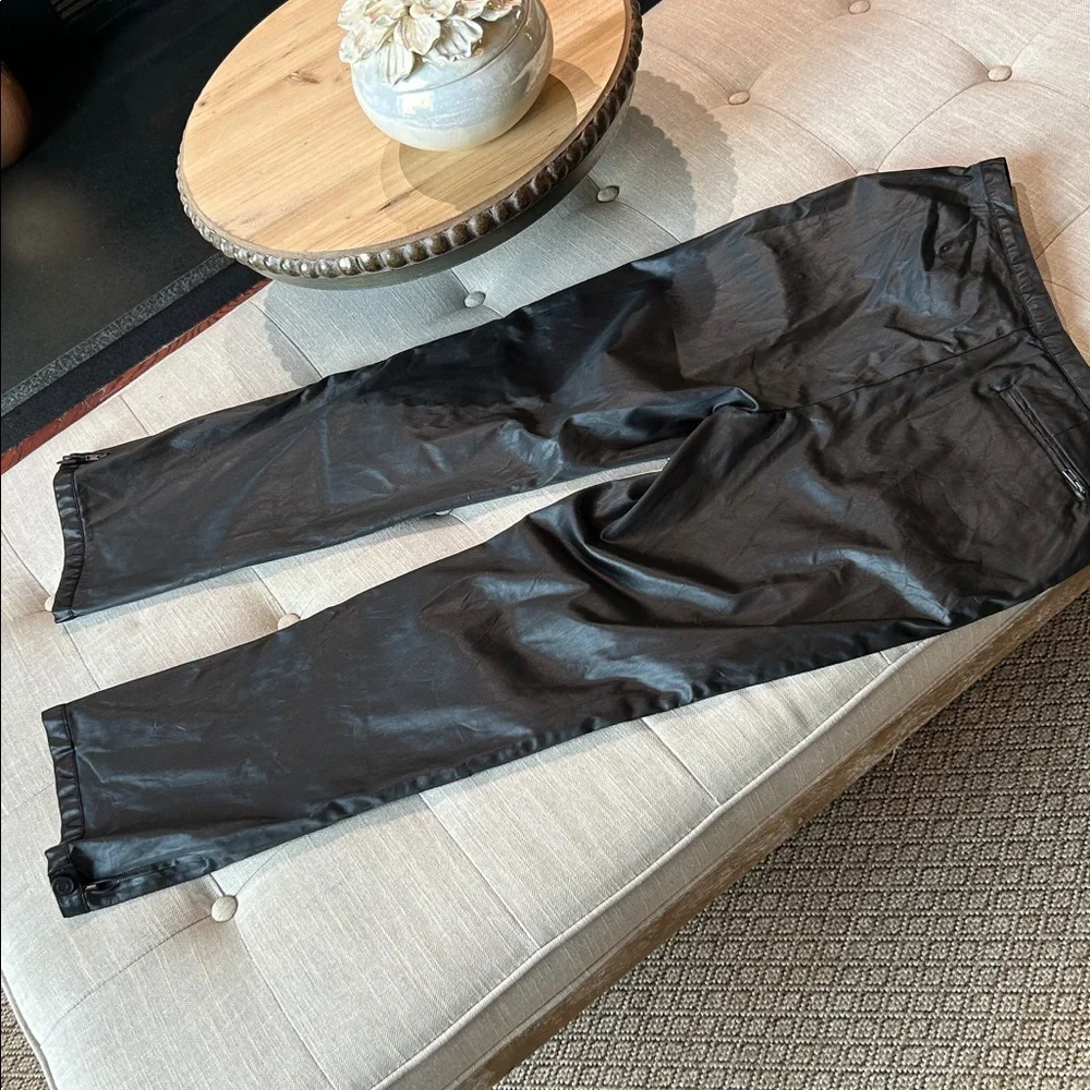 Vintage 1980s RARE Katharine HAMNETT Black Polished Coated Polyamide Ble Trouser